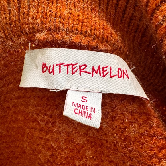 Cozy Striped V-Neck Sweater in Orange and Black - Picture 3 of 3